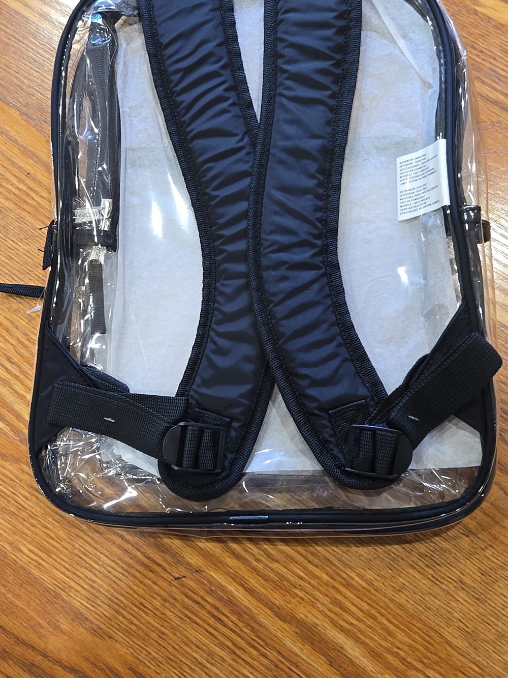 Clear Backpack with Black Straps EASTSPORT Tag - Picture 4 of 6